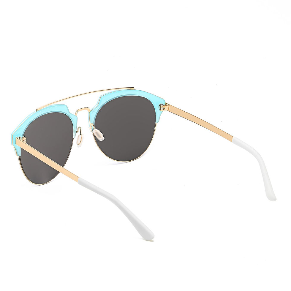 Thumbnail: COROLLA | Half Frame Mirrored Lens Horned Rim Sunglasses Circle