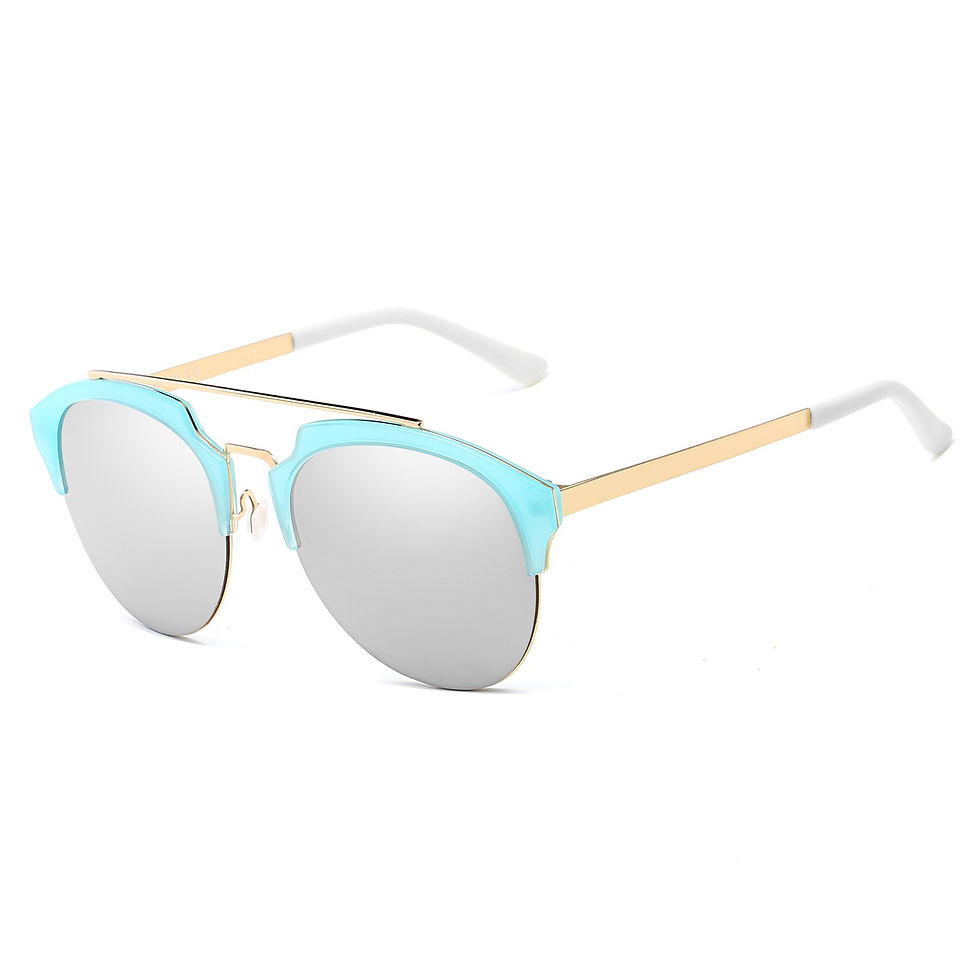 Thumbnail: COROLLA | Half Frame Mirrored Lens Horned Rim Sunglasses Circle