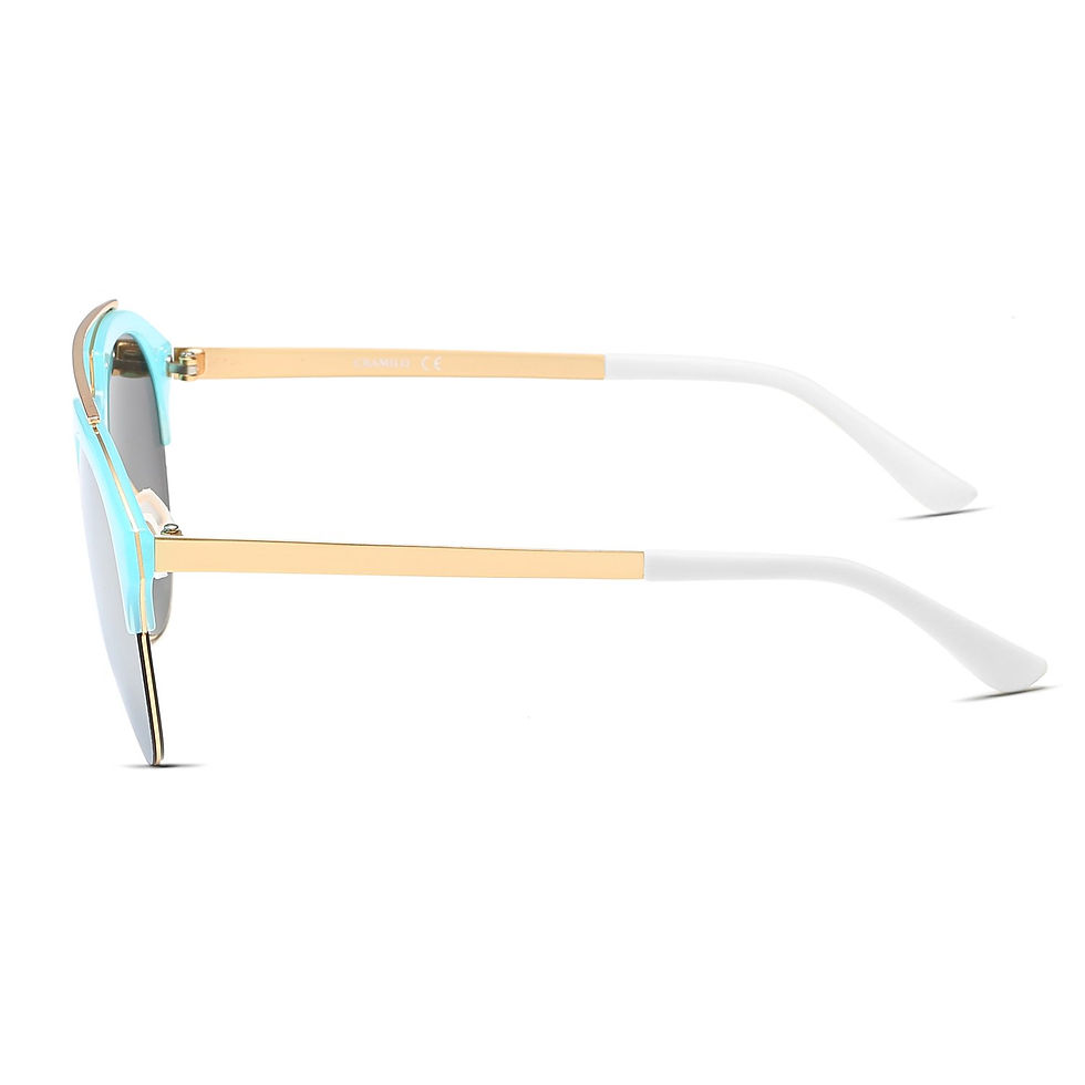 Thumbnail: COROLLA | Half Frame Mirrored Lens Horned Rim Sunglasses Circle