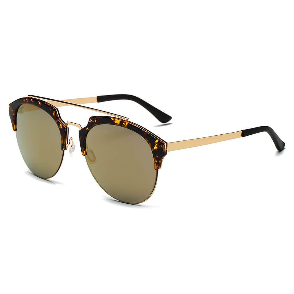 Thumbnail: COROLLA | Half Frame Mirrored Lens Horned Rim Sunglasses Circle
