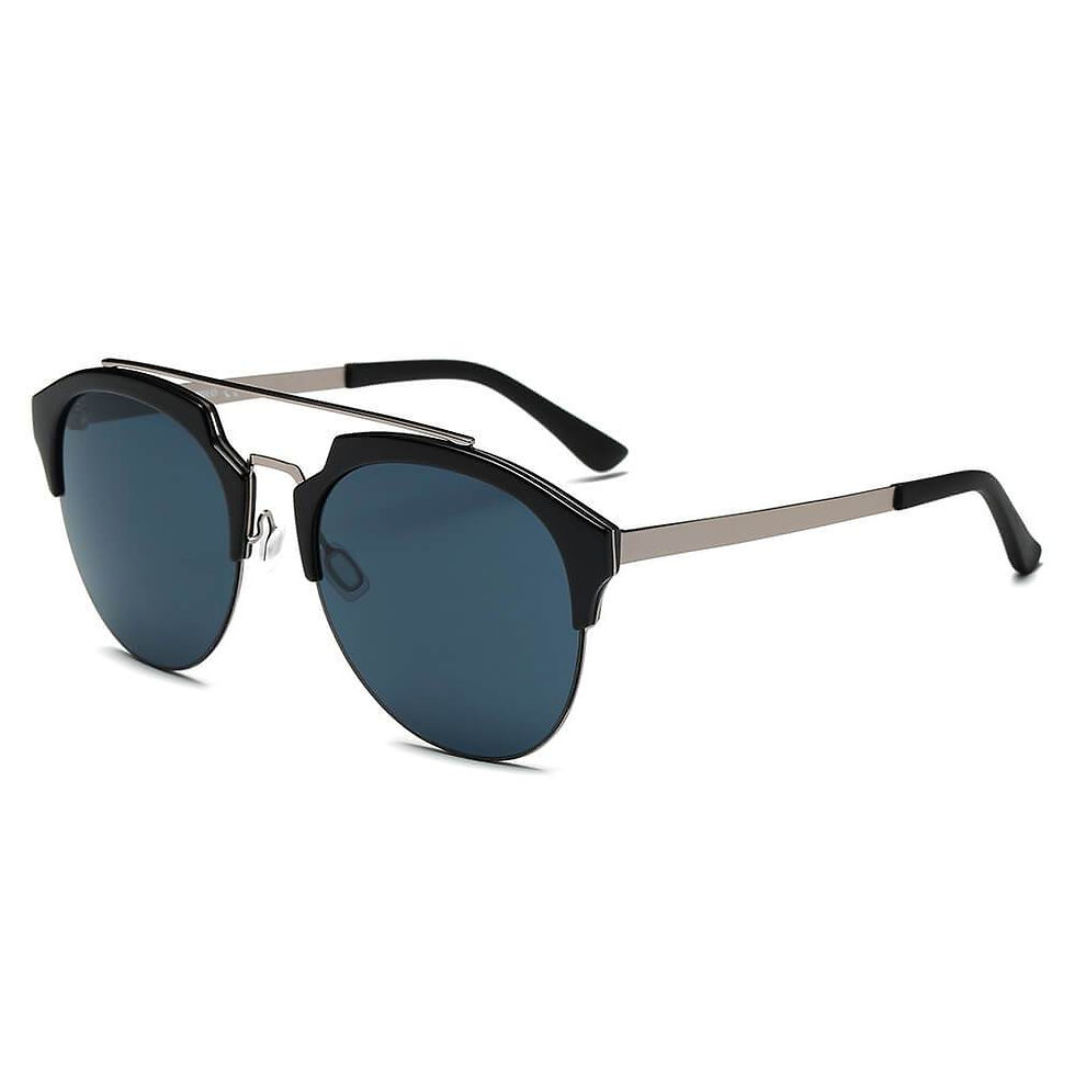 Thumbnail: COROLLA | Half Frame Mirrored Lens Horned Rim Sunglasses Circle