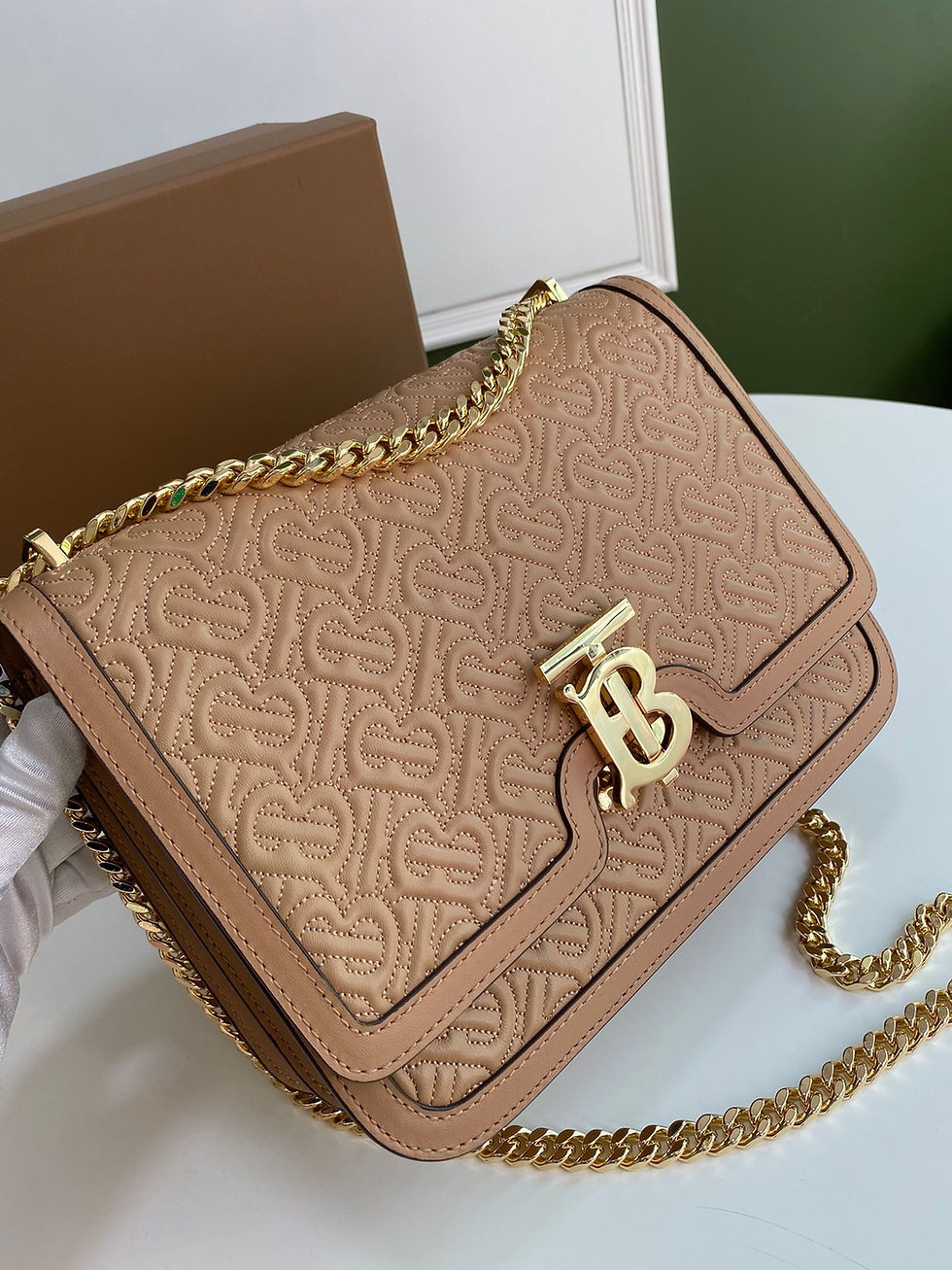 Thumbnail: lambskin material TB exclusive logo lock buckle bag – BUR212