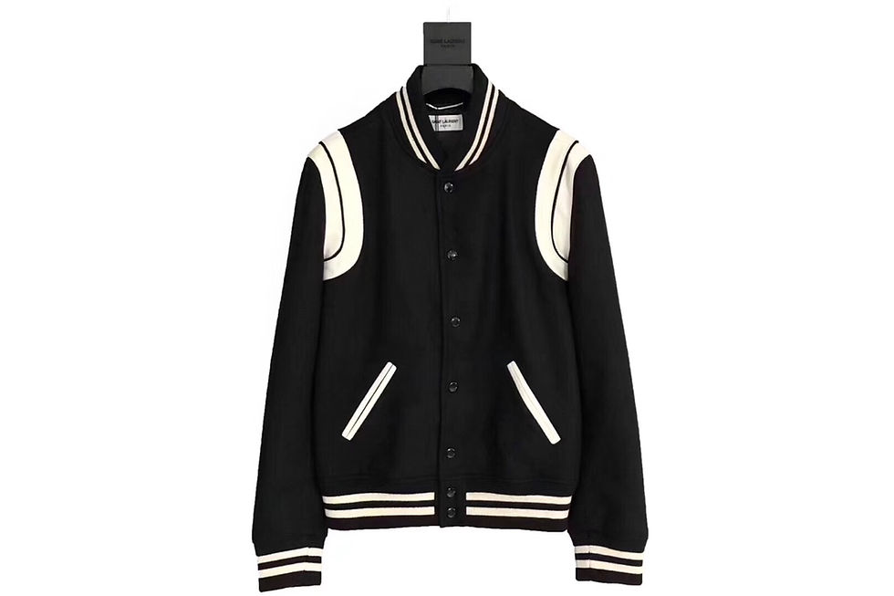 Ysl woolen sheepskin baseball uniform,