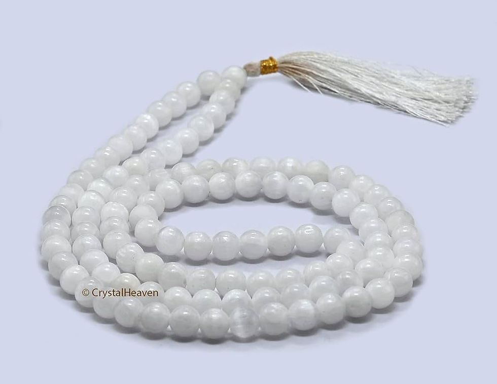 Miniatura: Selenite Mala,108 Beaded Necklace,8mm Pray Bead Mala,Gemstone Necklace