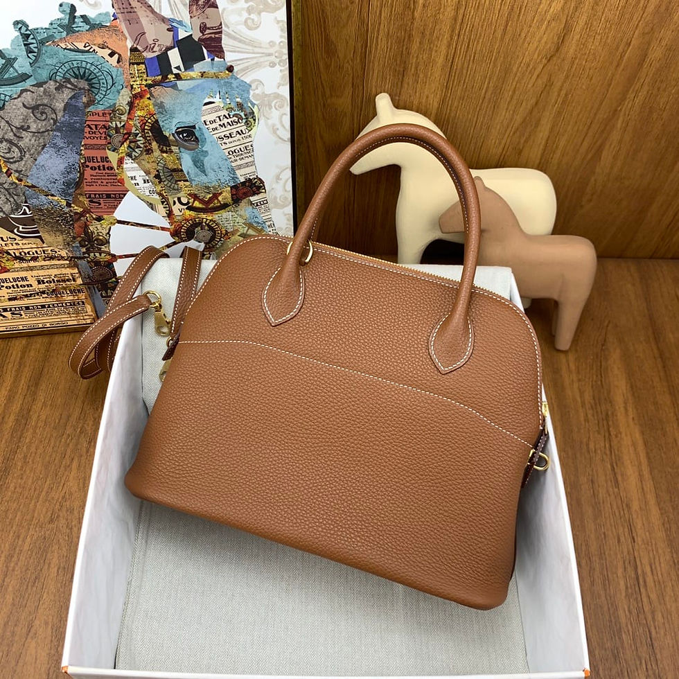 Thumbnail: Herm�s Bolide 31cm clemence Tc 37 gold brown gold buckle