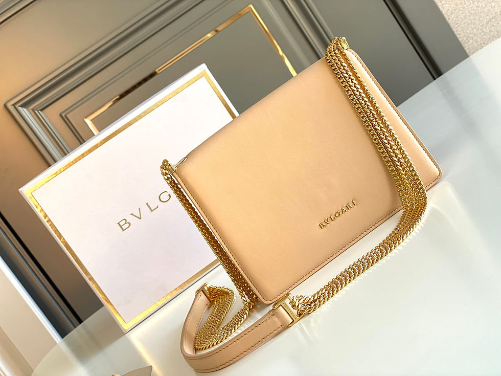 Thumbnail: Leather bag with chain strap, metal buc – BVL42