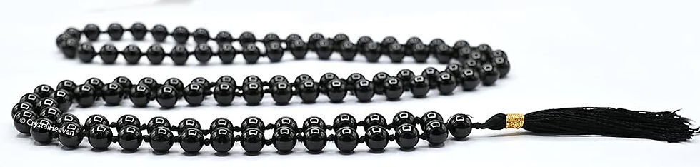 Thumbnail: Black Tourmaline Mala,108 Bead Necklace,8mm Prayer Bead Necklace,Gemstone Mala