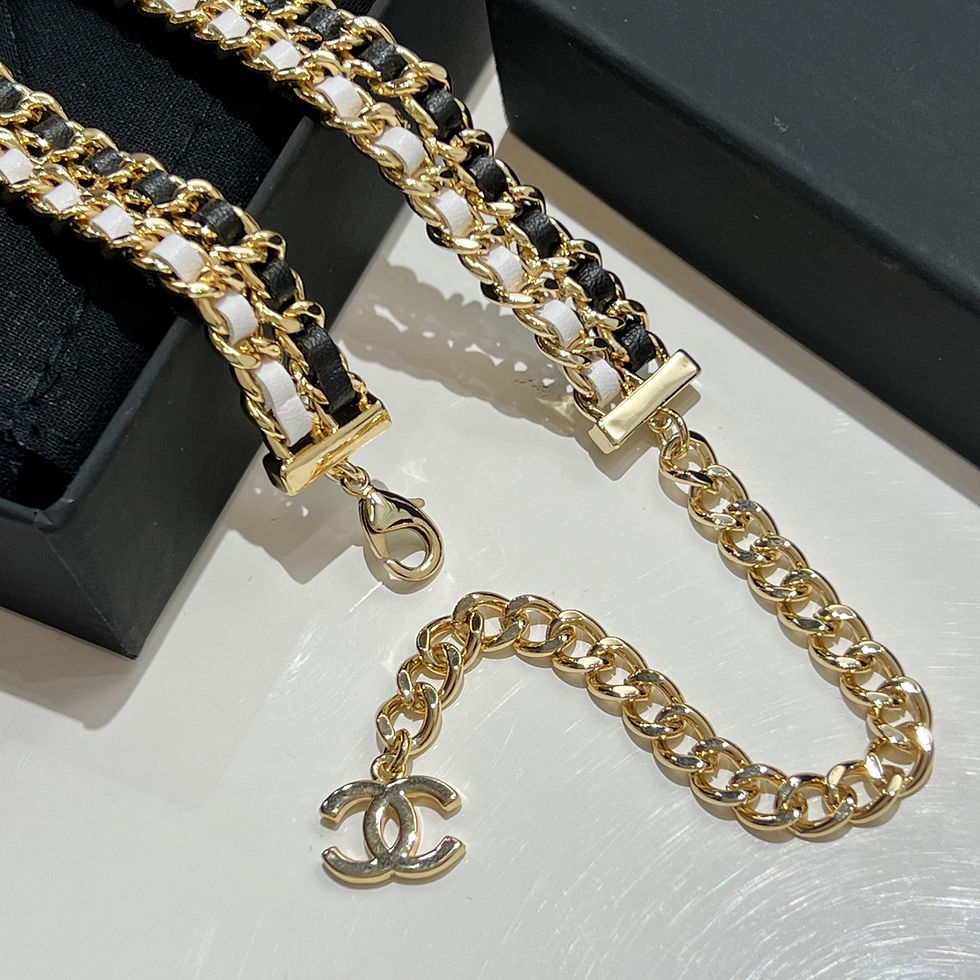 Thumbnail: double c black leather rope lock belt waist chain – CHL232
