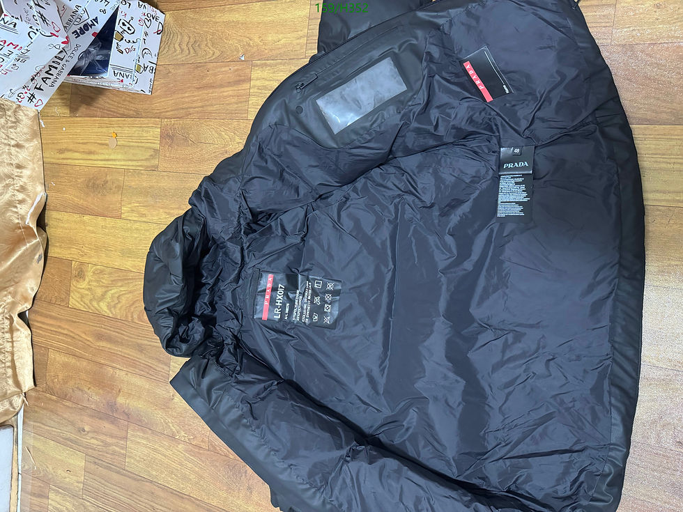 Thumbnail: Black Down Puffer Jacket – White Duck Down, Size 48