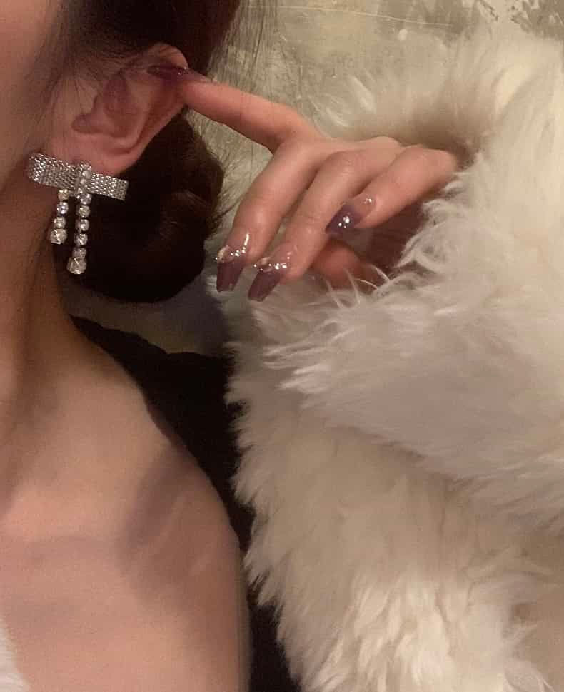 Thumbnail: MIU MIU bow tassel stud earrings