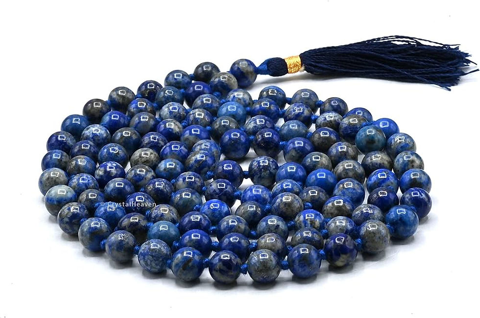 Thumbnail: Lapis Lazuli Mala,108 Beaded Necklace,8mm Pray Bead Mala,Gemstone Necklace