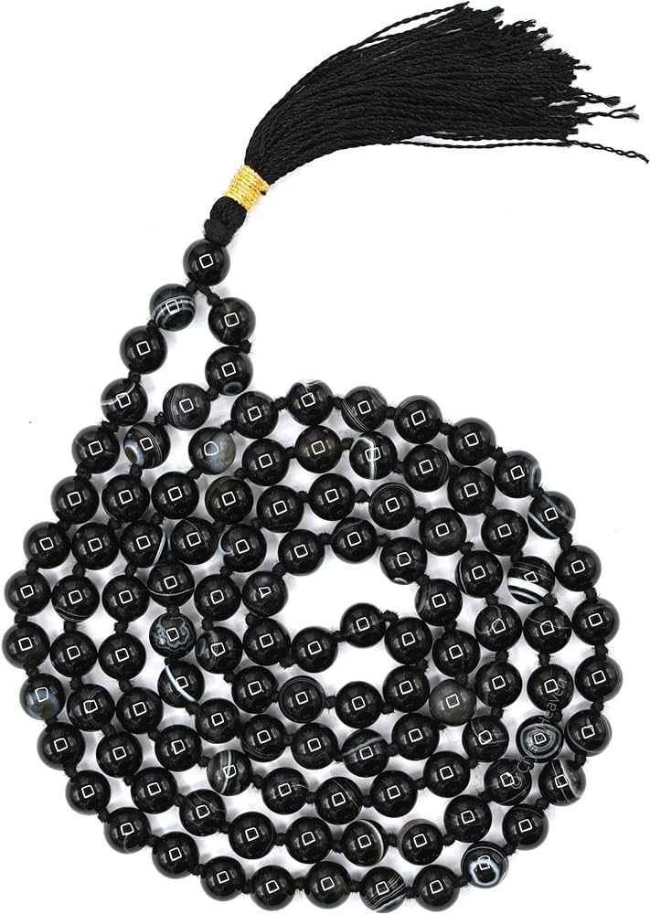 Miniaturbild: Black Hakik Mala,108 Bead Necklace,8mm Prayer Bead Necklace,Gemstone Healing 
