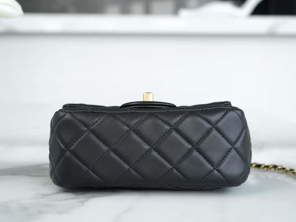 Thumbnail: metal ball square fatty 18cm black mini mouth cover bag – CHL209