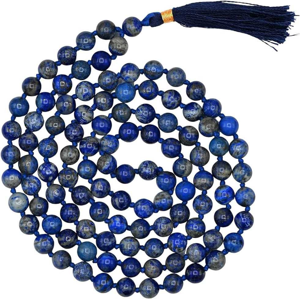 الصورة المصغرة: Lapis Lazuli Mala,108 Beaded Necklace,8mm Pray Bead Mala,Gemstone Necklace