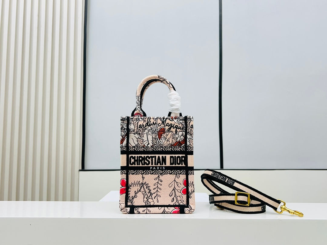 Dior Book Tote Mini Vertical Bag – Embroidery | Adorable 3D Stitch