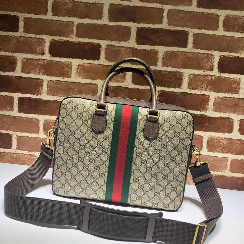 Thumbnail: Gucci Briefcase Dupe – GG Supreme Canvas Leather Designer Bag