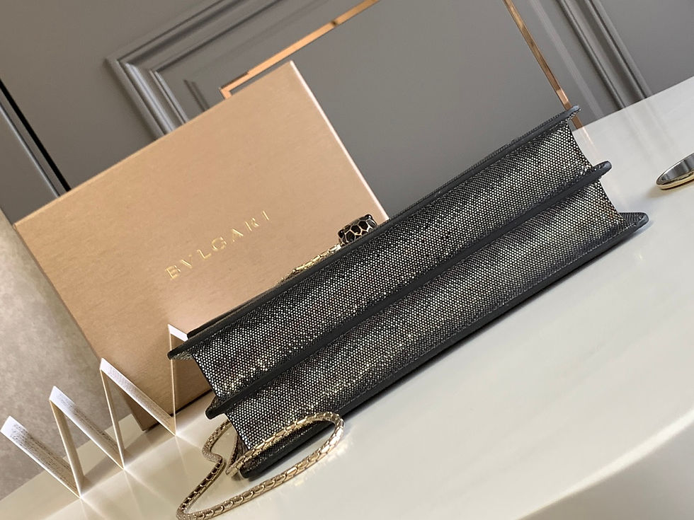Thumbnail: Leather bag with chain strap, metal buc – BVL25