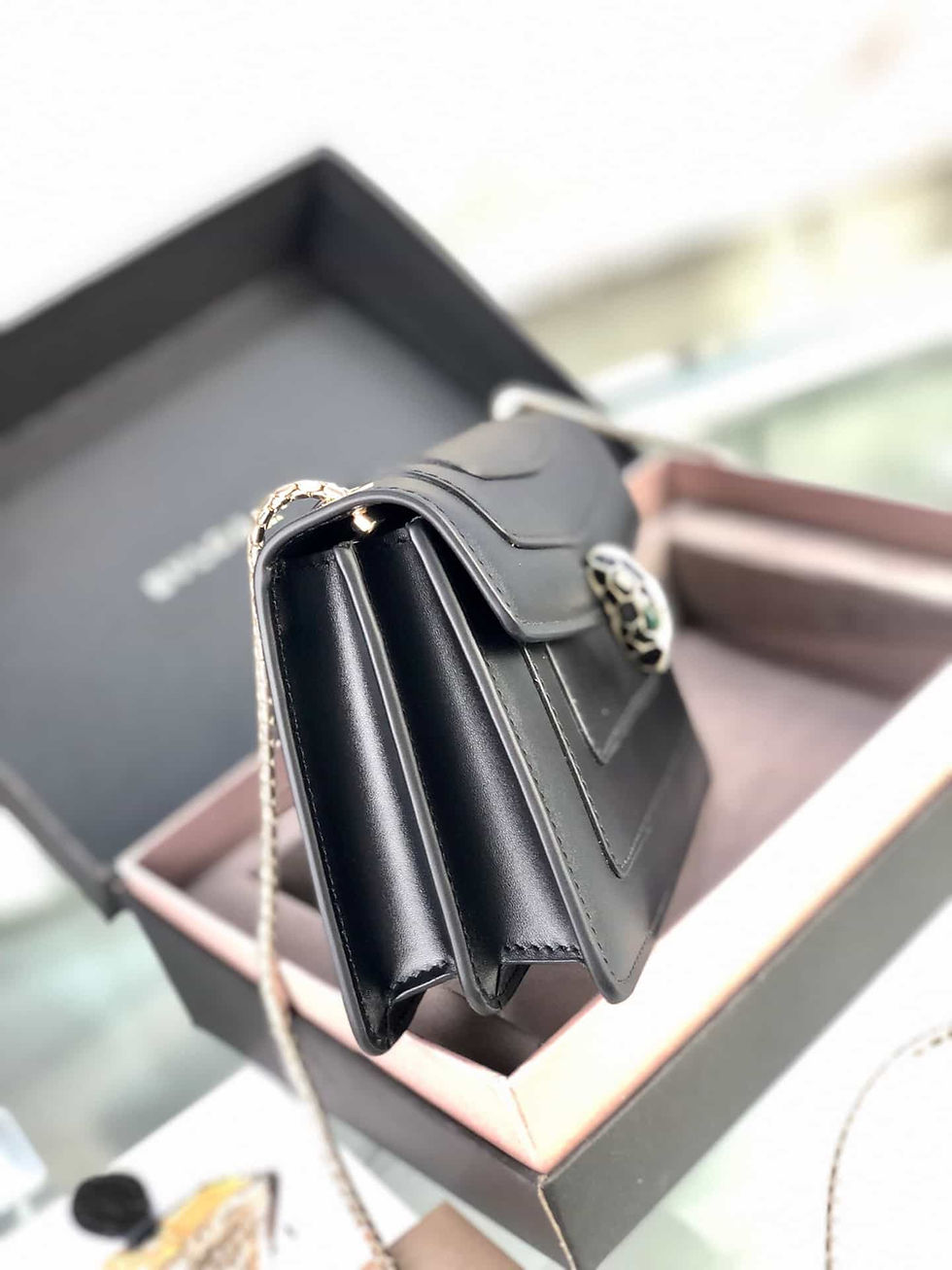 Thumbnail: Chic Leather Bag With Chain Strap, Metal Buc - BVL204