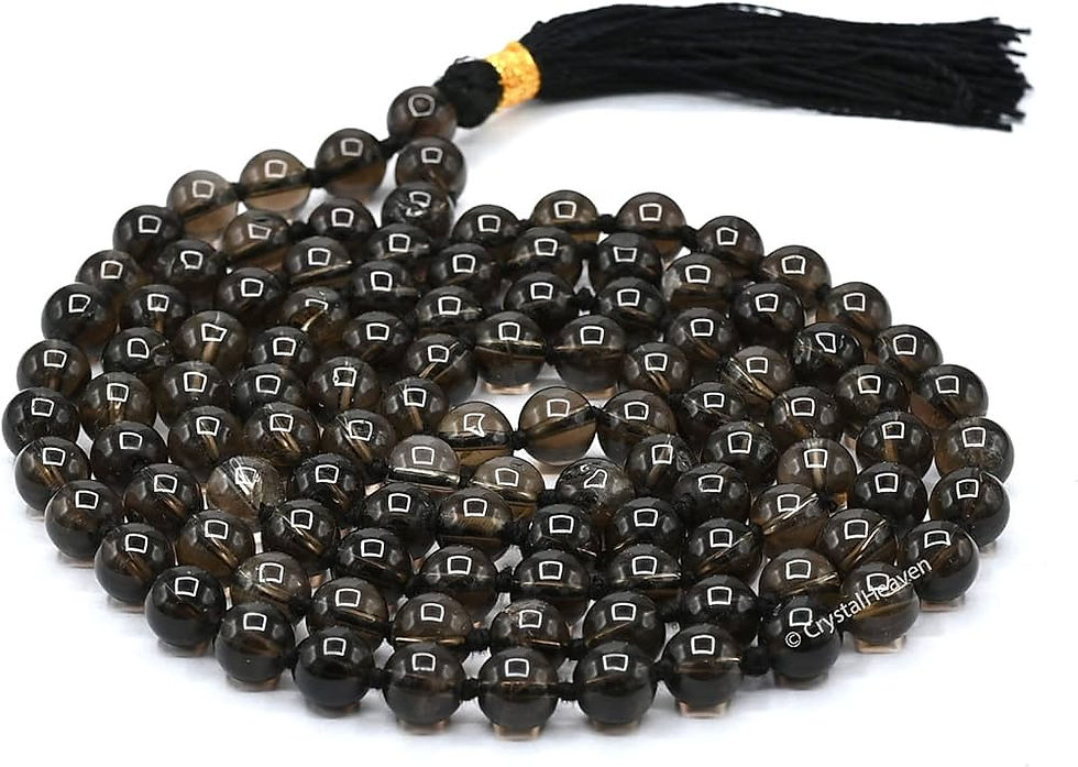 Miniatura: Smoky Quartz Mala,108 Beaded Necklace,8mm Pray Bead Mala,Gemstone Necklace