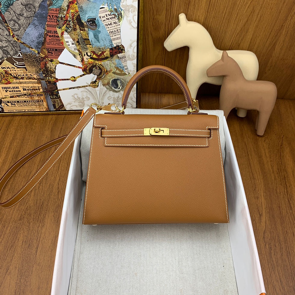 Thumbnail: Herm�s Kelly 25 cm Epsom Black Gold Buckle