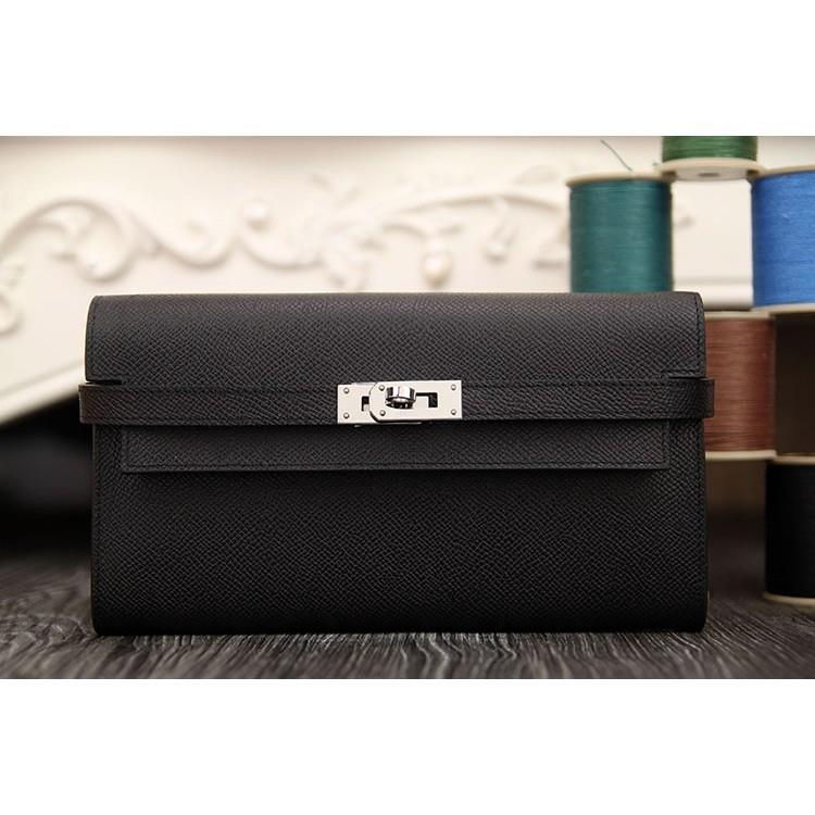Hermes Kelly Longue Wallet In Black