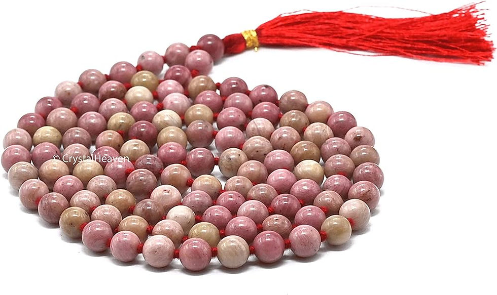 Miniature : Pink Rhodonite Mala,108 Beaded Necklace,8mm Pray Bead Mala,Gemstone Necklace