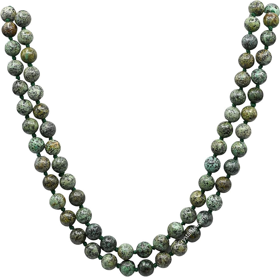 Thumbnail: African Turquoise Mala,108 Bead Necklace,8mm Prayer Bead Necklace,Gemstone Mala