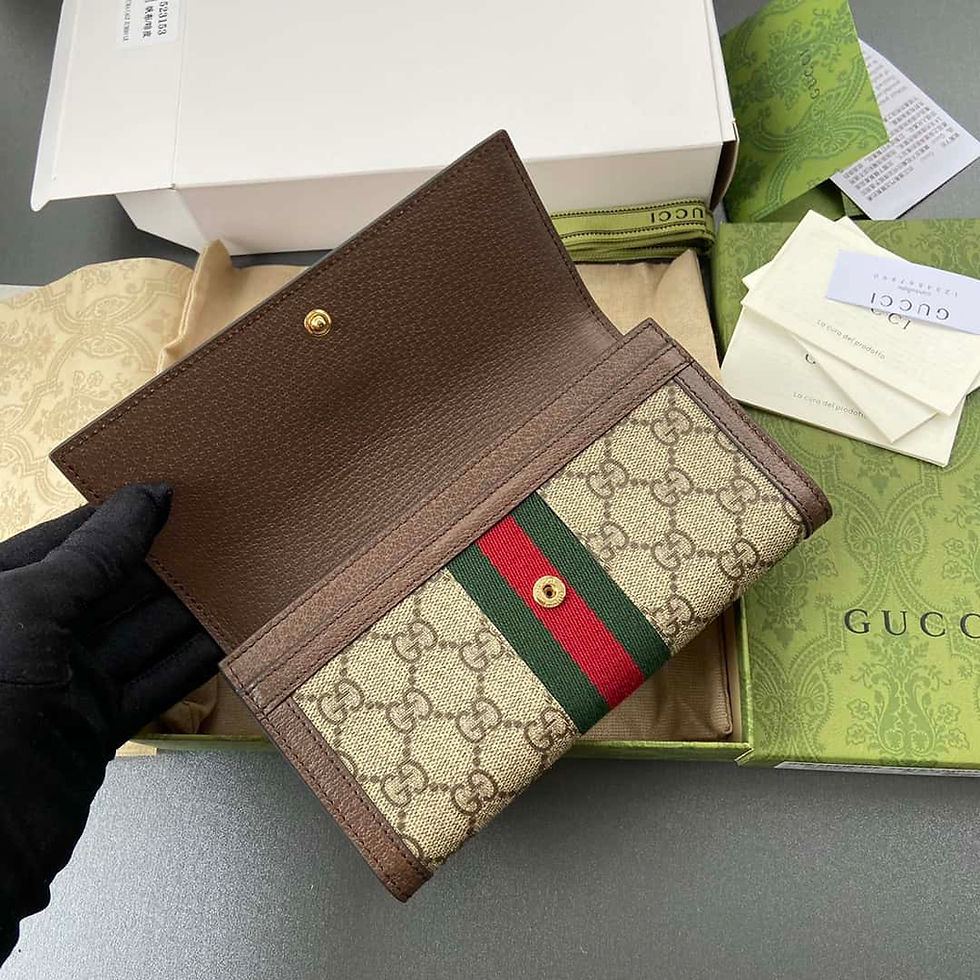 Thumbnail: Long Wallet with GG Patterns and Striped Ribbon – GUC102