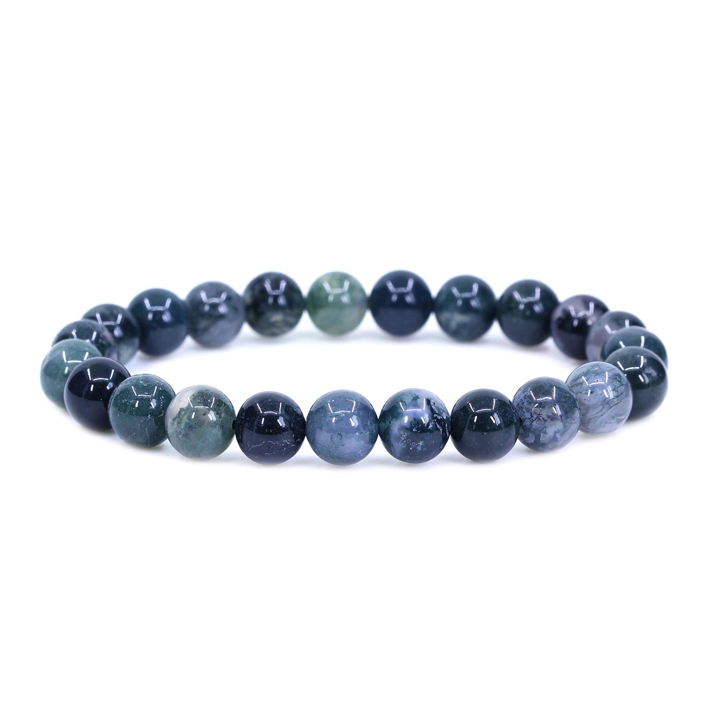 Moss Agate Bracelet,Friendship Bracelet,8mm Agate Bead,Healing,Beaded Bracelet