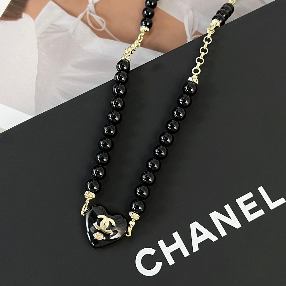 Thumbnail: double c full diamond peach heart black pearl belt waist chain – CHL218