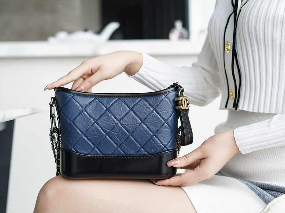 Thumbnail: classic rhombus blue black small hobo bag – CHL296