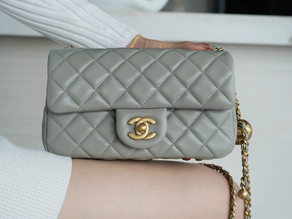 Thumbnail: cf20cm grey and green large mini metal ball cover bag – CHL142