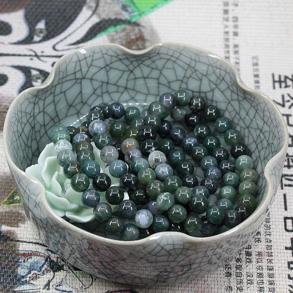 الصورة المصغرة: Moss Agate Bracelet,Friendship Bracelet,8mm Agate  Bead,Healing,Beaded Bracelet