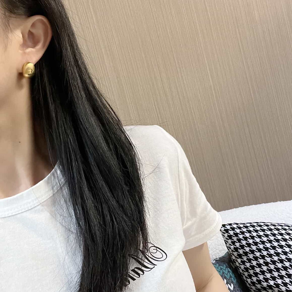 Thumbnail: Saint Laurent silver YSL brushed oval stud earrings