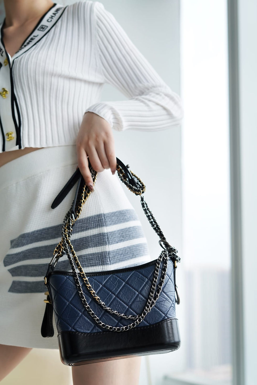 Thumbnail: classic rhombus blue black small hobo bag – CHL296