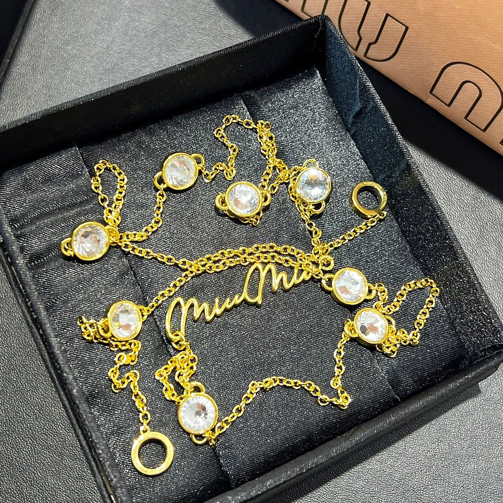 Thumbnail: Round diamond crystal headphone chain necklace - MUI016