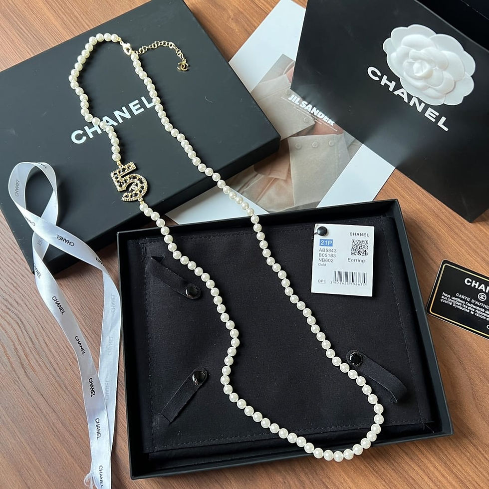 double c black leather rope 5-line pearl sweater chain necklace – CHL221