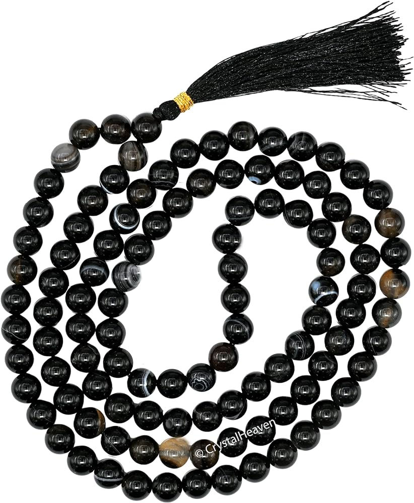 Miniaturbild: Black Hakik Mala,108 Bead Necklace,8mm Prayer Bead Necklace,Gemstone Healing 