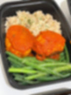 Albóndigas de pavo, arroz integral y vainitas