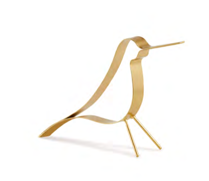 Escultura Pássaro Vazado em Metal Dourado