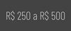 Faixa de preço: De R$250 a R$500