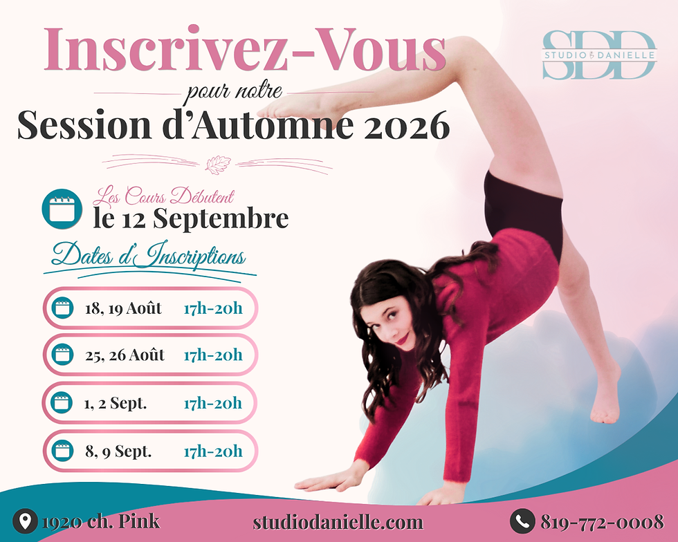 C’est le moment de vous inscrire pour une nouvelle saison de danse au Studio de Danse Danielle! Les cours débutent le 12 septembre.