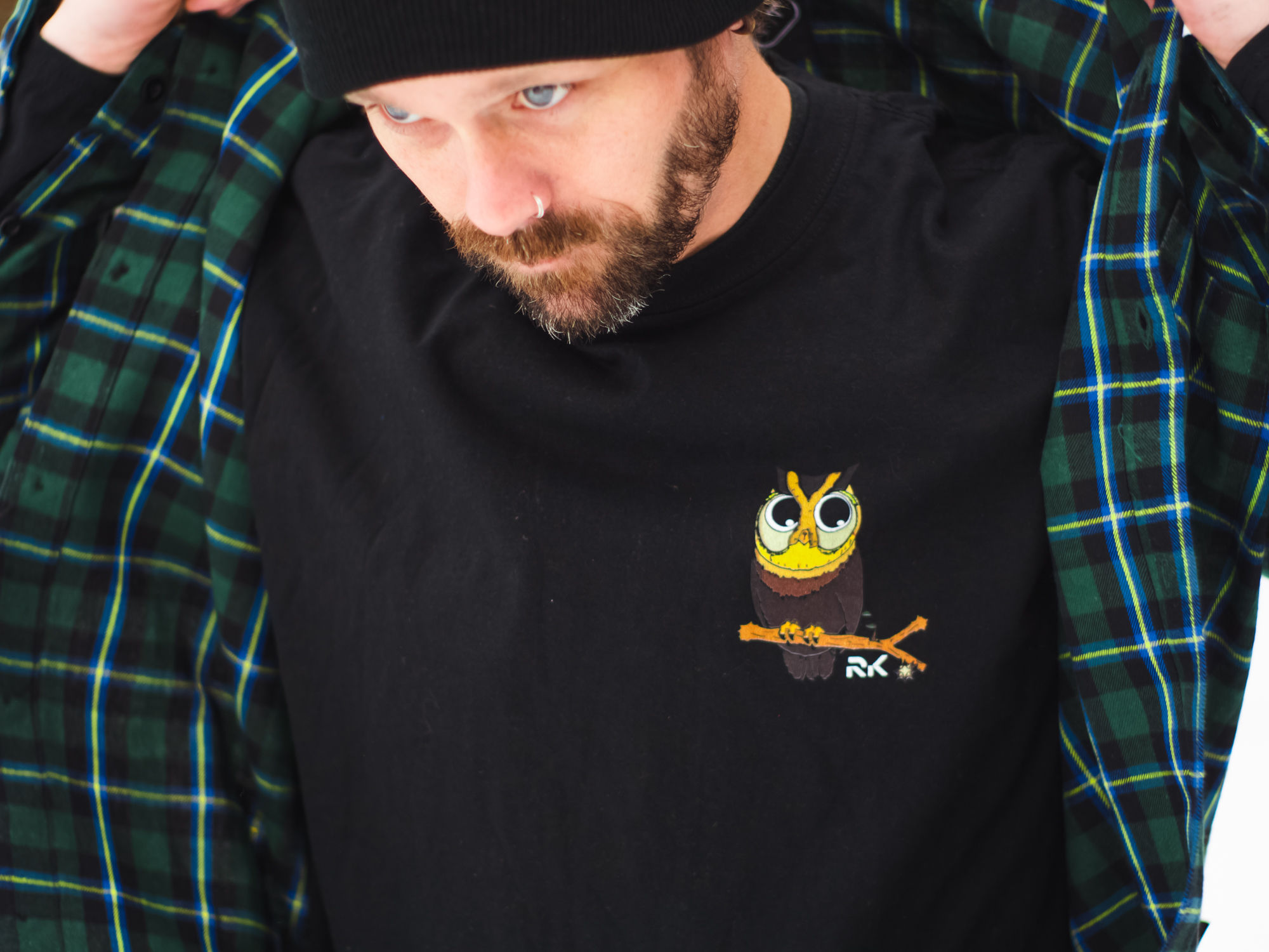 Black long sleeve owl tee 