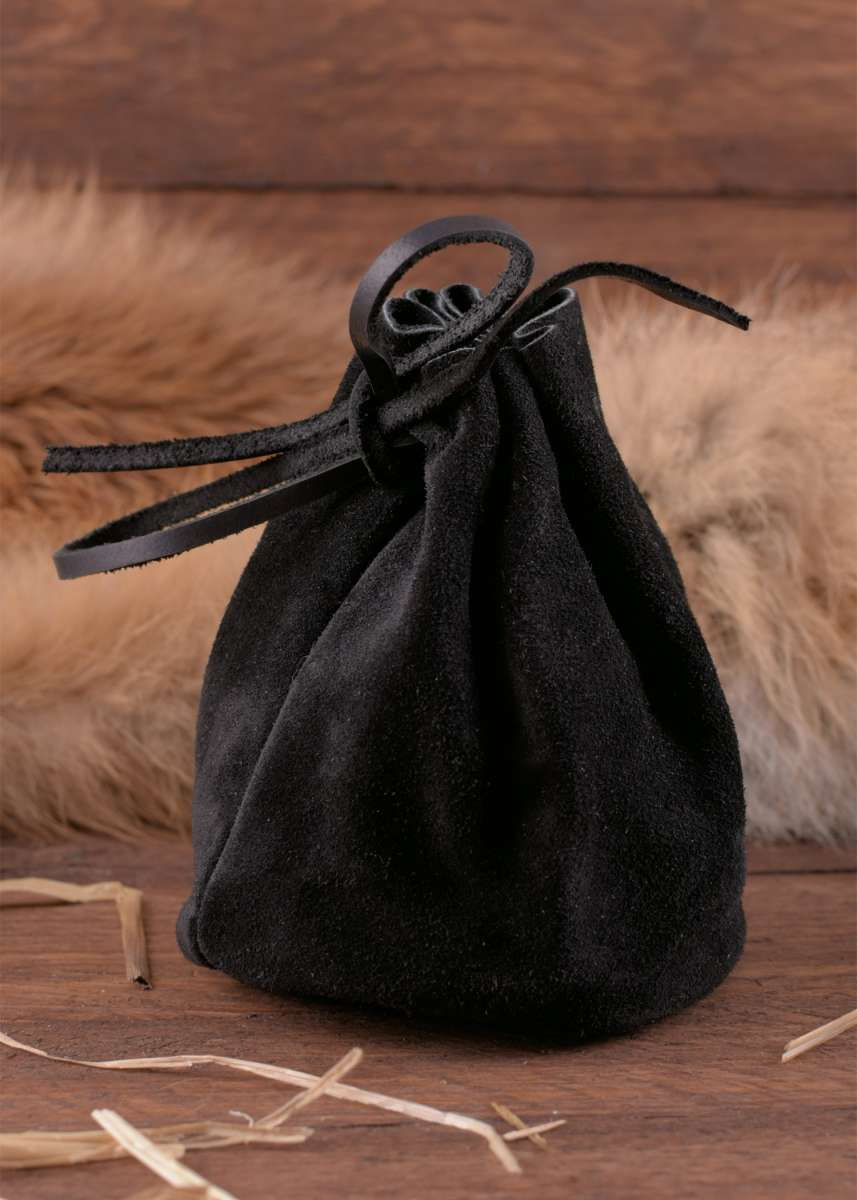 Thumbnail: Medieval Leather pouch, large. Brown/Black