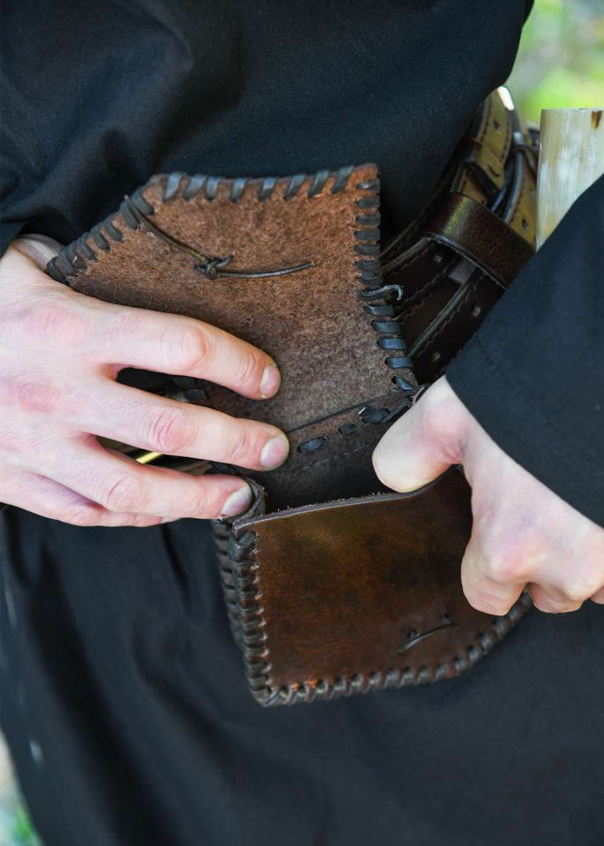 Thumbnail: Medieval / Celtic Leather Belt Pouch with Pictish Cross