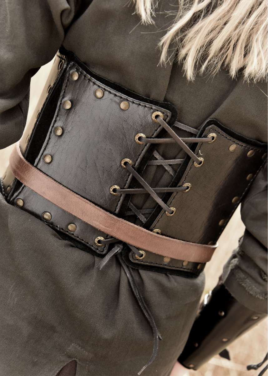 Thumbnail: Black Leather Underbust Bodice with Sude Underlayer