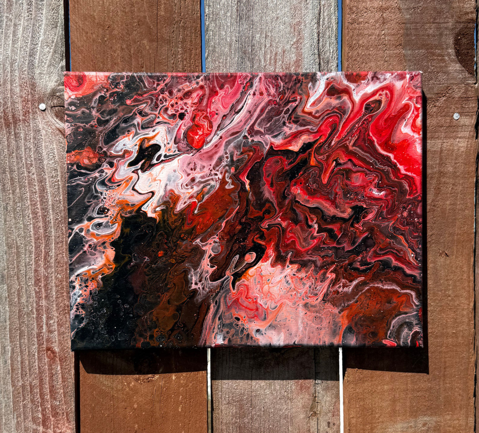 Red and Black Abstract Fluid Art Canvas Print | Vibrant Modern Home Decor