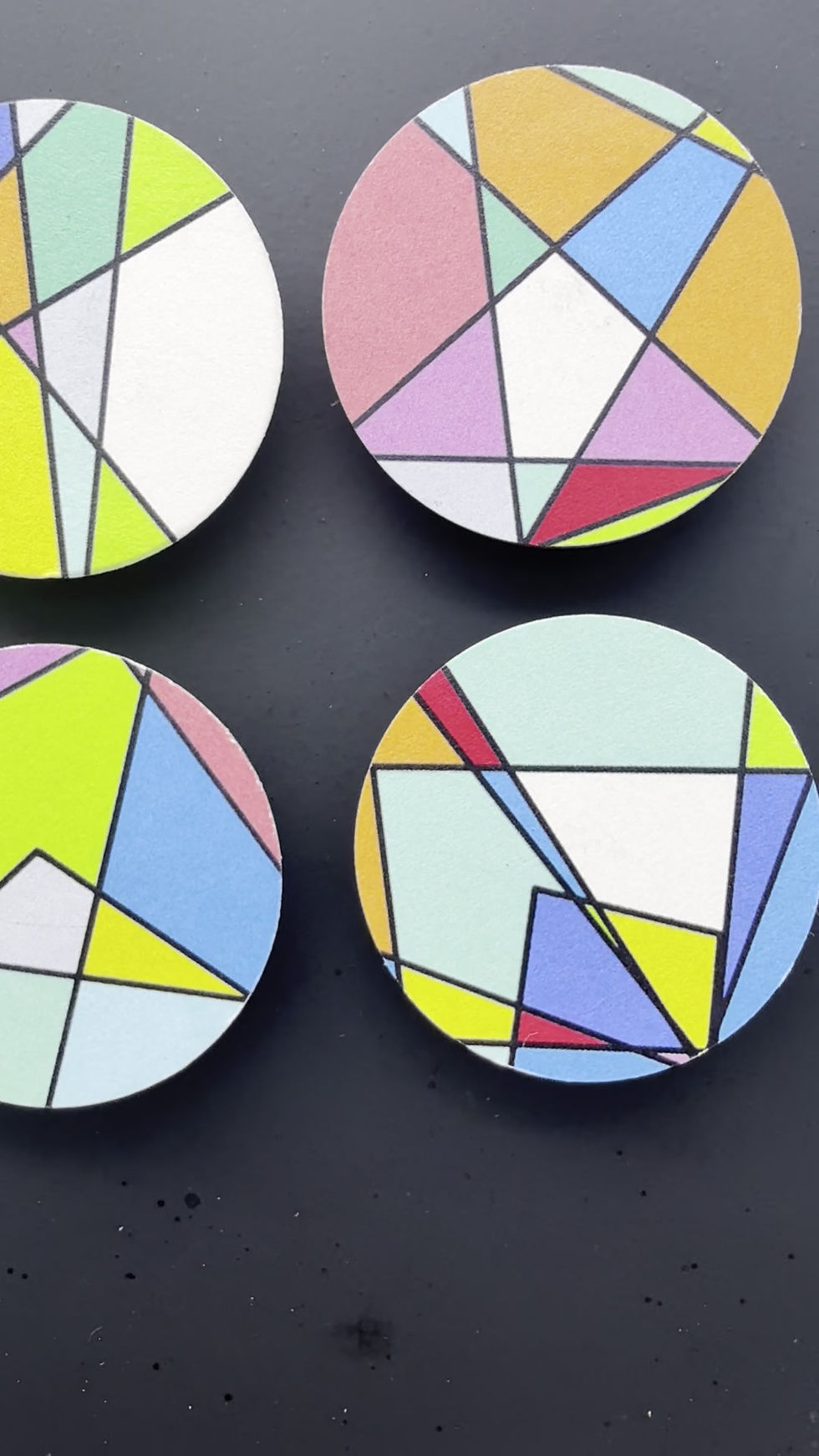 Thumbnail: Artistic wood magnets with bold geometric shapes, handcrafted gift set