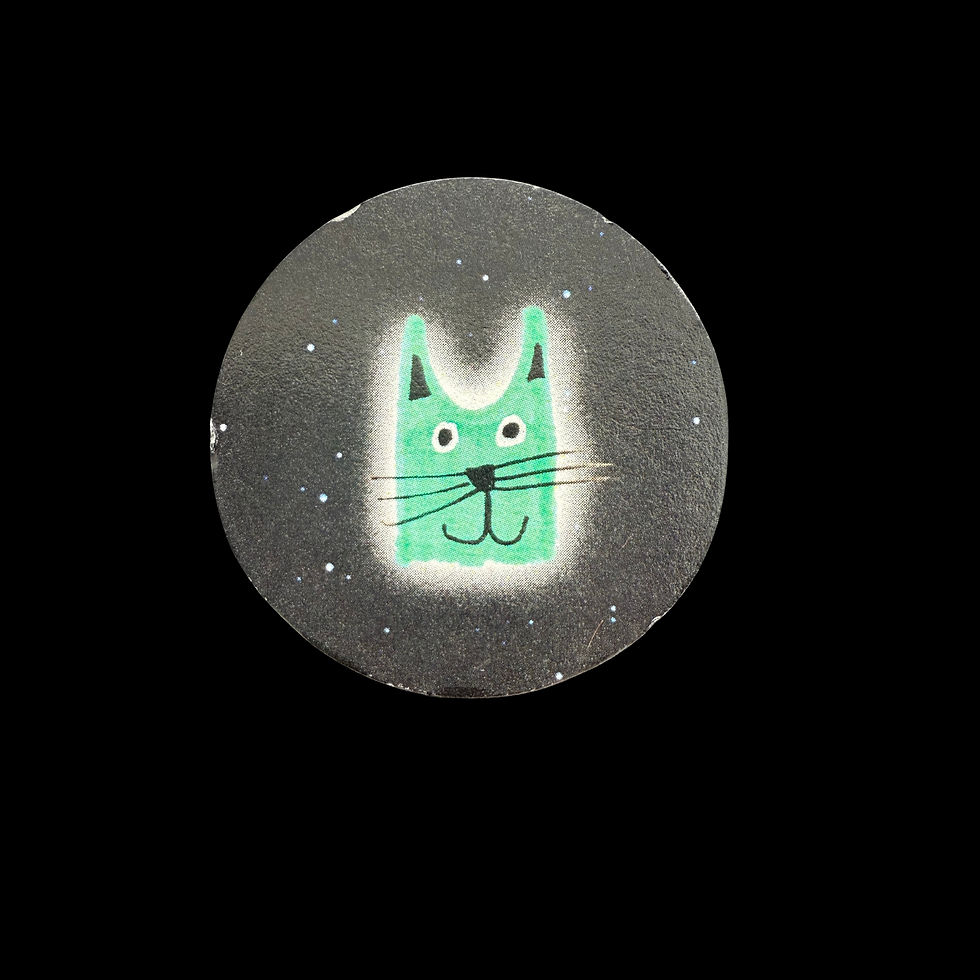 Thumbnail: Cartoon cat magnets, handcrafted wood set of 4 with bold colors