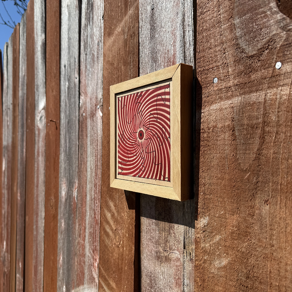 Thumbnail: Reclaimed Wood Wall Art | Red Spiral Eye Painting | Modern Geometric Decor